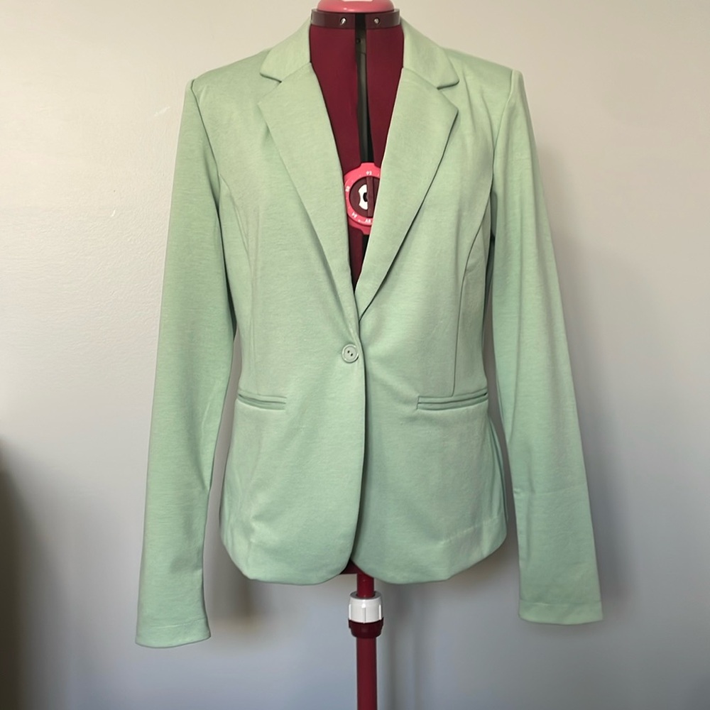 TALL Pistachio green lightweight jersey blazer
